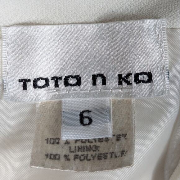 Toto N Ko 6 White Ruffle Hem Midi Skirt Women Polyester Lined Spring Party USA - Picture 3 of 4